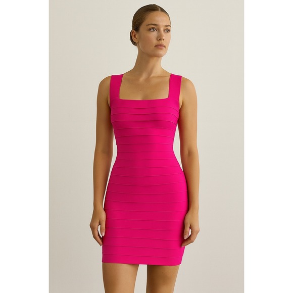 Sherri Hill Dress Hot Pink Mini Bandage Sleeveless Party Cocktail Women´s  SZ 6 Women